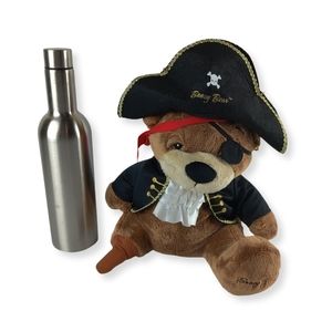 Boozy Bear Pirate Novelty Drinking Party Alcohol Gift Hidden 750ml Bottle Flask